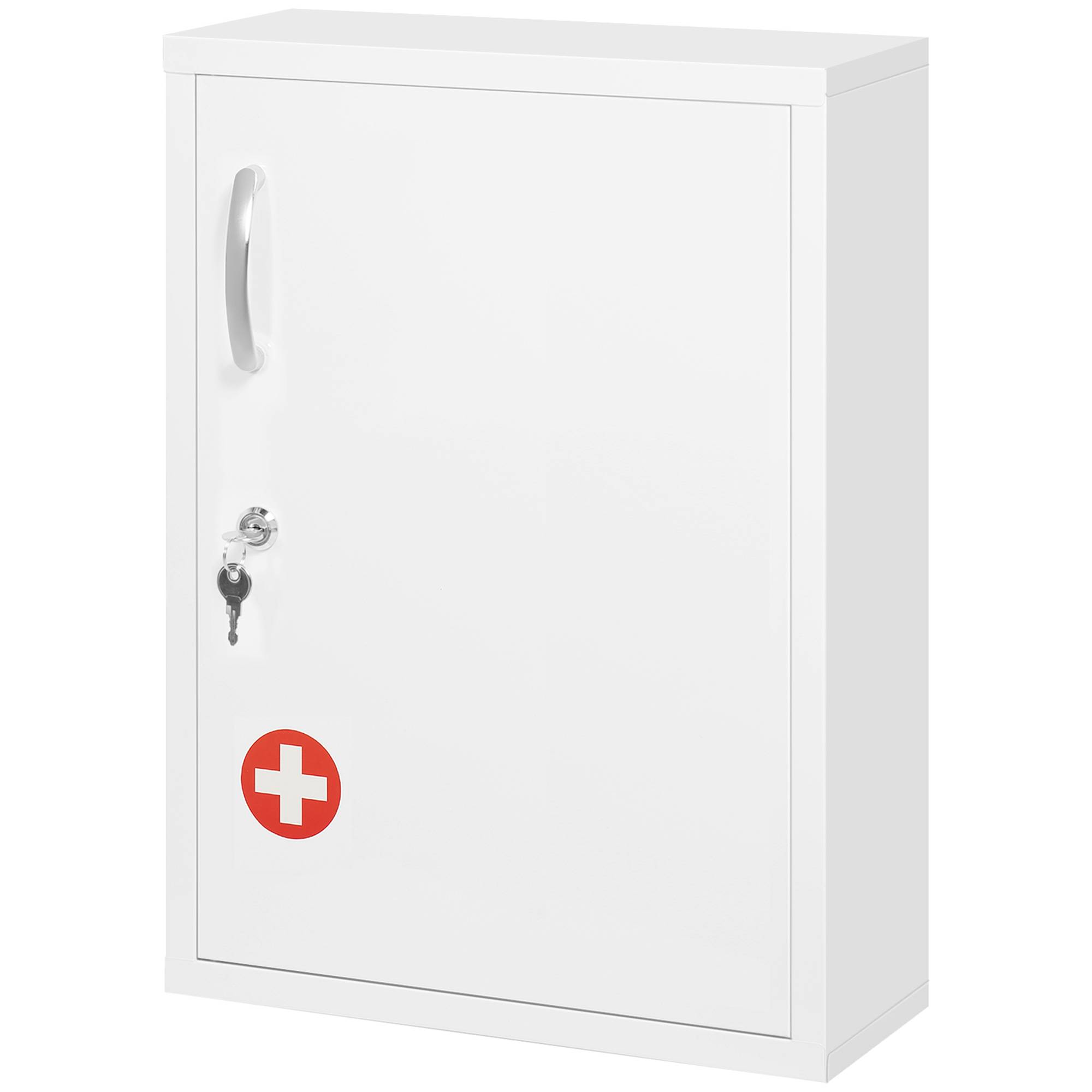 Sans Marque - Armoire pharmacie 3 compartiments verrouillable compartiment médicaments structure robuste acier blanche 40x15x53,5 cm - Image 2