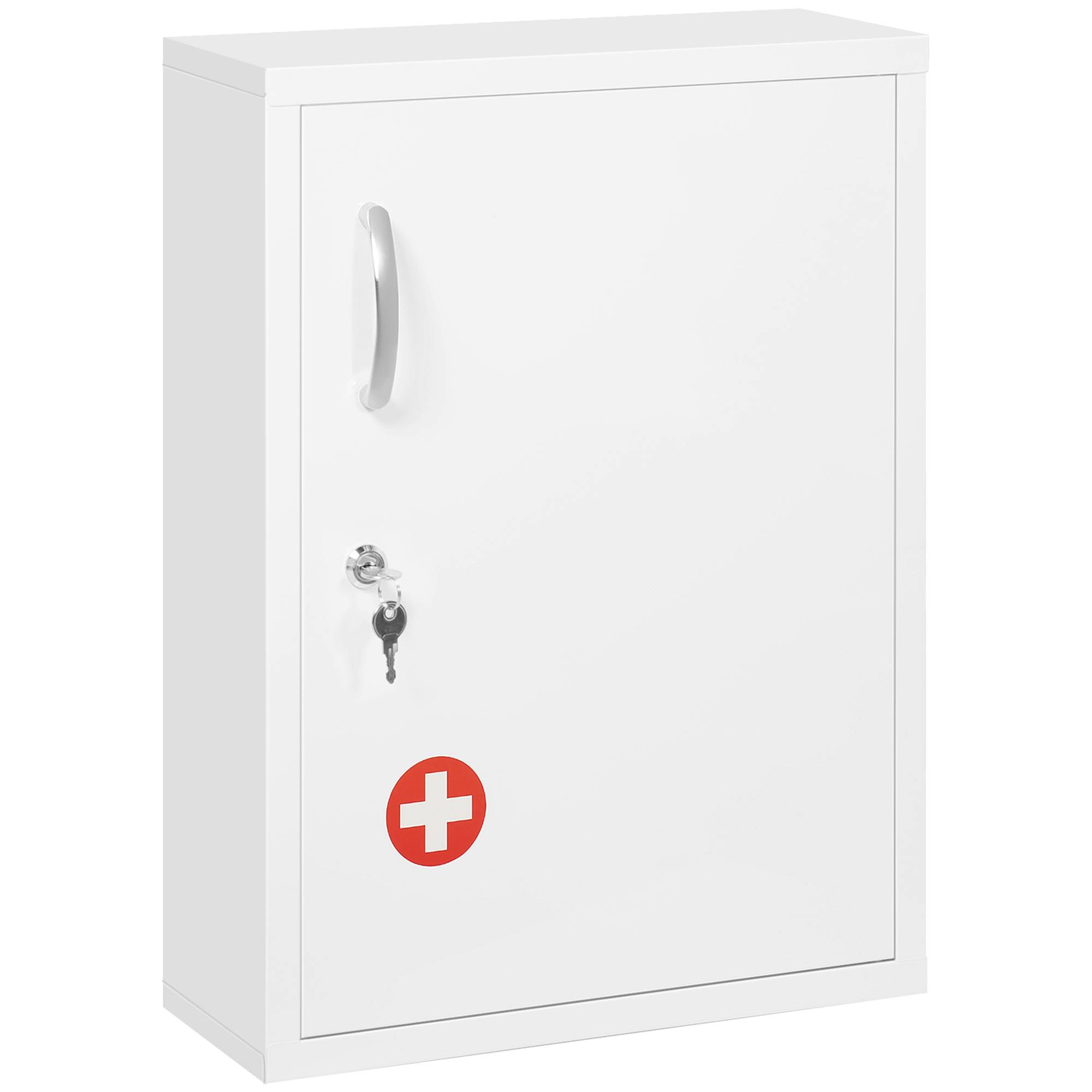 Sans Marque - Armoire pharmacie 3 compartiments verrouillable compartiment médicaments structure robuste acier blanche 40x15x53,5 cm - Image 1