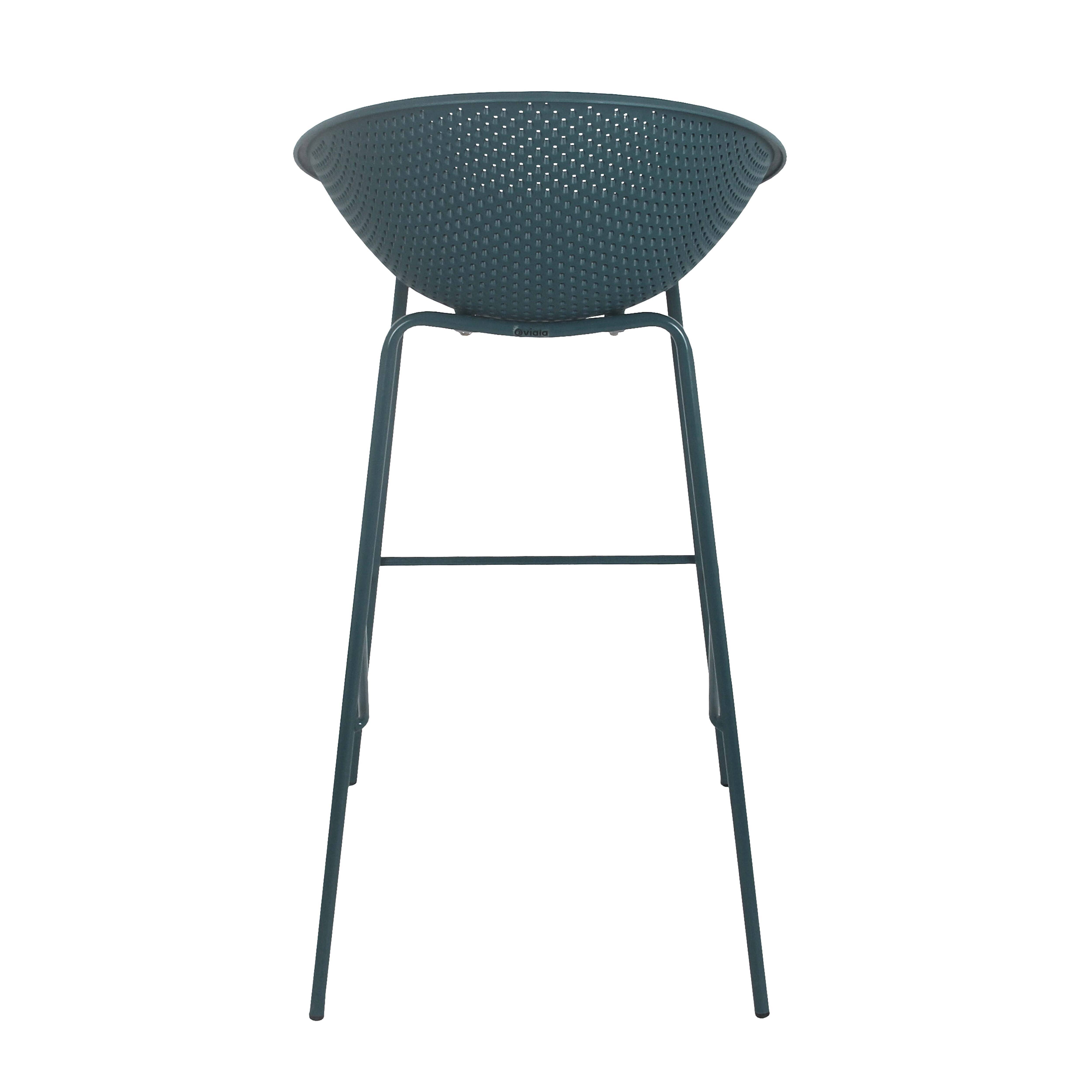 Oviala - Lot de 4 chaises hautes de terrasse en plastique bleu canard Buda - Oviala - Imagen 5