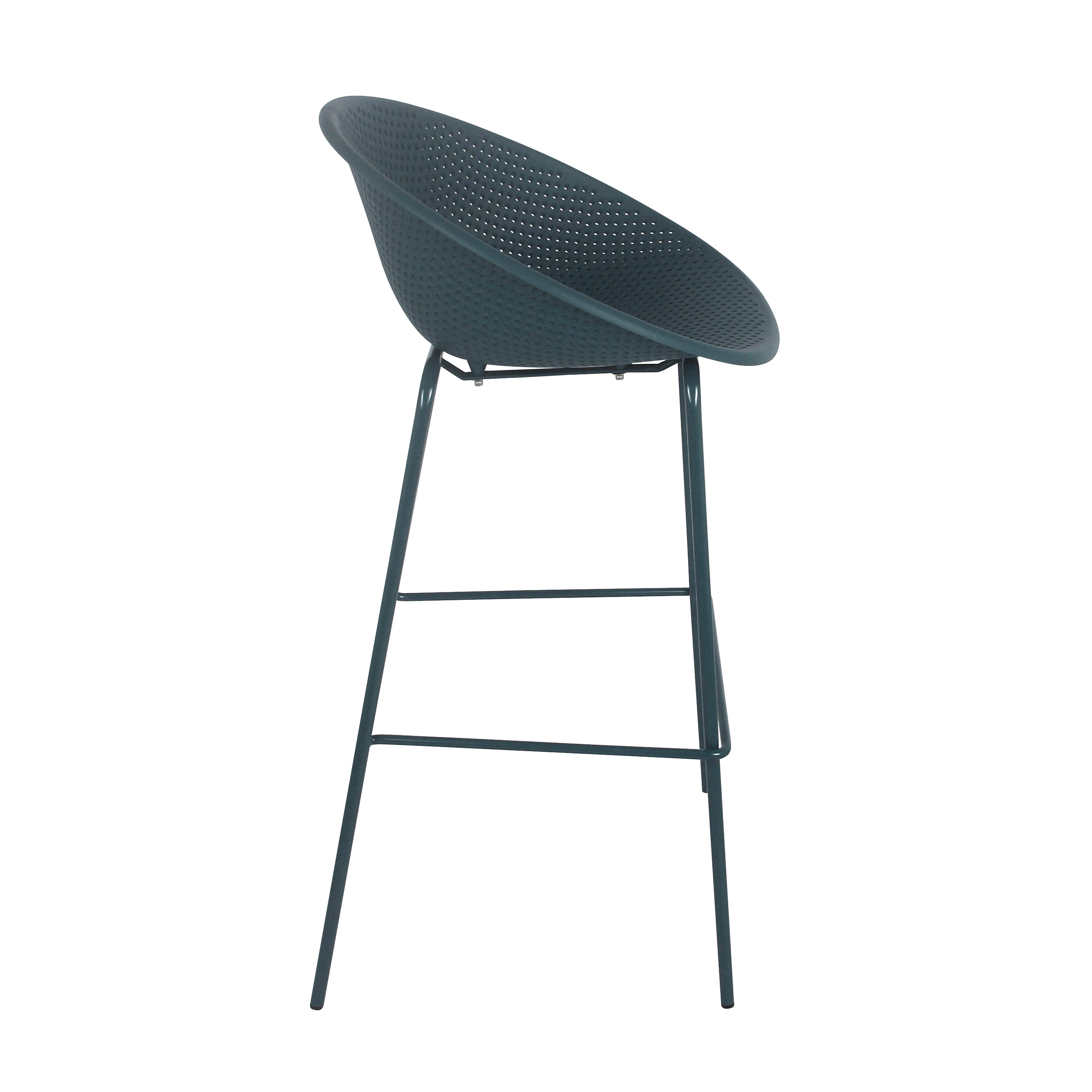 Oviala - Lot de 4 chaises hautes de terrasse en plastique bleu canard Buda - Oviala - Imagen 4