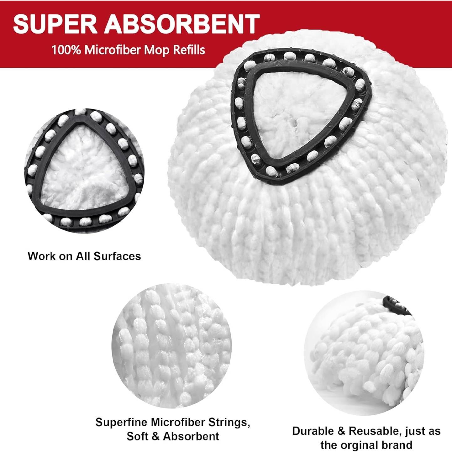 Têtes de Remplacement pour Mop compatibles avec O-Ceda ( 3 Pièces Blanc) -IntiMeg - Image 3