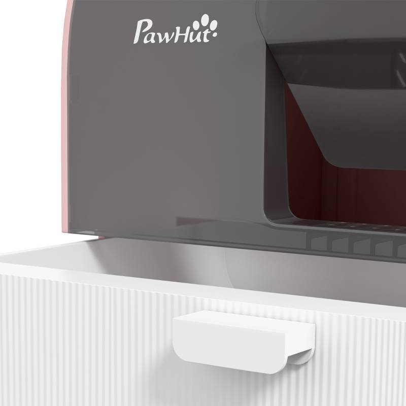Maison de toilette pour chat intérieur 43 x 44 x 47 cm plastique rose noir - PANGIVO - Image 7