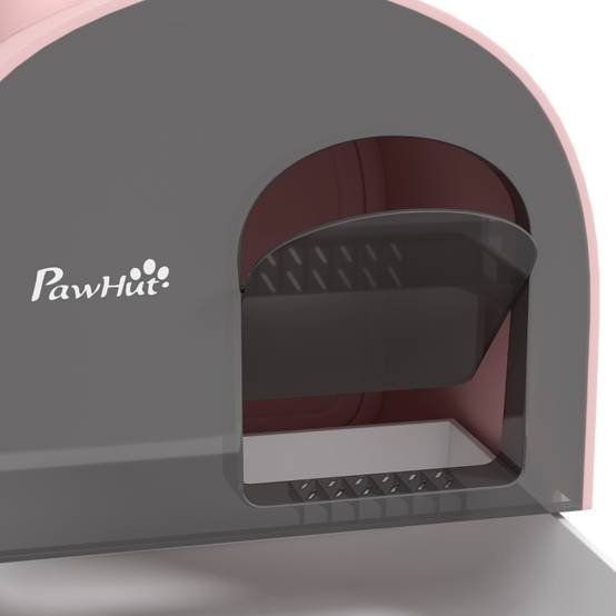 Maison de toilette pour chat intérieur 43 x 44 x 47 cm plastique rose noir - PANGIVO - Image 6
