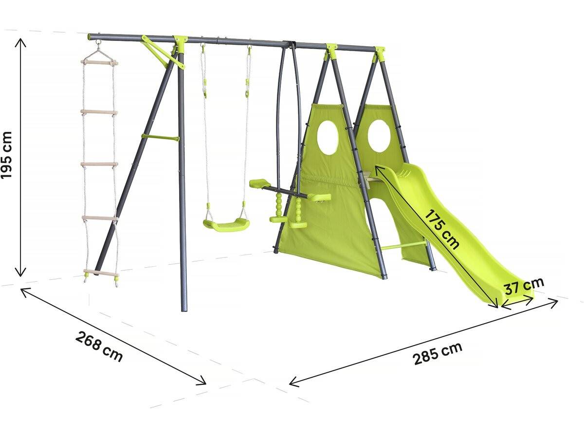 Habitat Et Jardin - Portique De Jeu Métal Avec Toboggan "dany"- 5 Agrès - Vert -habitat Et Jardin - Image 3