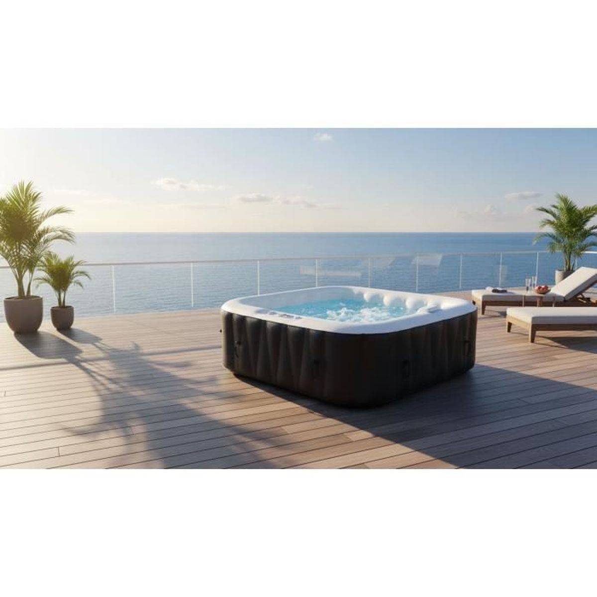 SUNSPA - Spa gonflable carré 6 places 130 micro-jets 40 °C 800 L - SUNSPA - Image 2