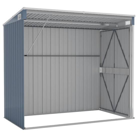 Helloshop26 - Abri de jardin cabane cabanon maison de stockage remise extérieur hangar outils robuste mural 118 x 194 x 178 cm acier galvanisé gris - Imagen 5