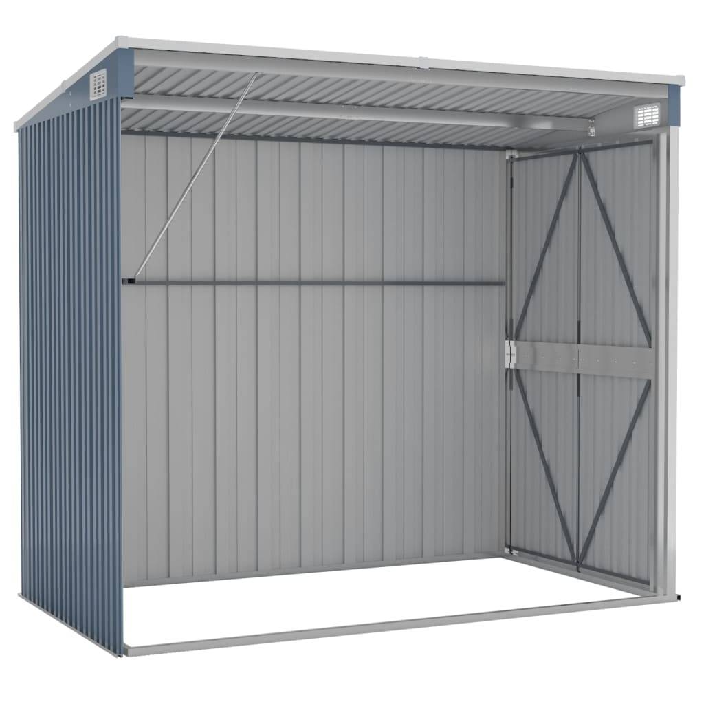 Helloshop26 - Abri de jardin cabane cabanon maison de stockage remise extérieur hangar outils robuste mural 118 x 194 x 178 cm acier galvanisé gris - Imagen 5