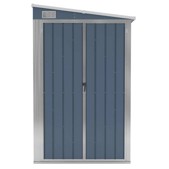 Helloshop26 - Abri de jardin cabane cabanon maison de stockage remise extérieur hangar outils robuste mural 118 x 194 x 178 cm acier galvanisé gris - Imagen 2