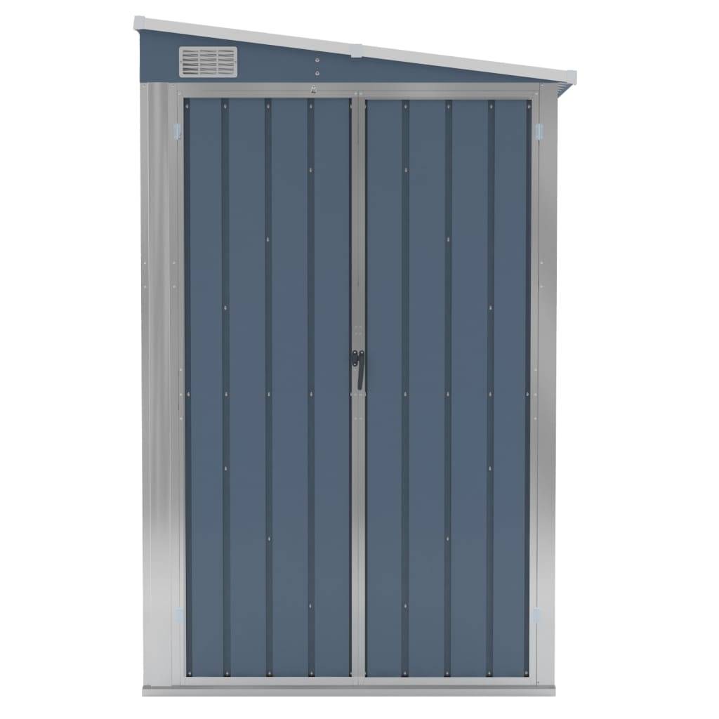 Helloshop26 - Abri de jardin cabane cabanon maison de stockage remise extérieur hangar outils robuste mural 118 x 194 x 178 cm acier galvanisé gris - Imagen 2