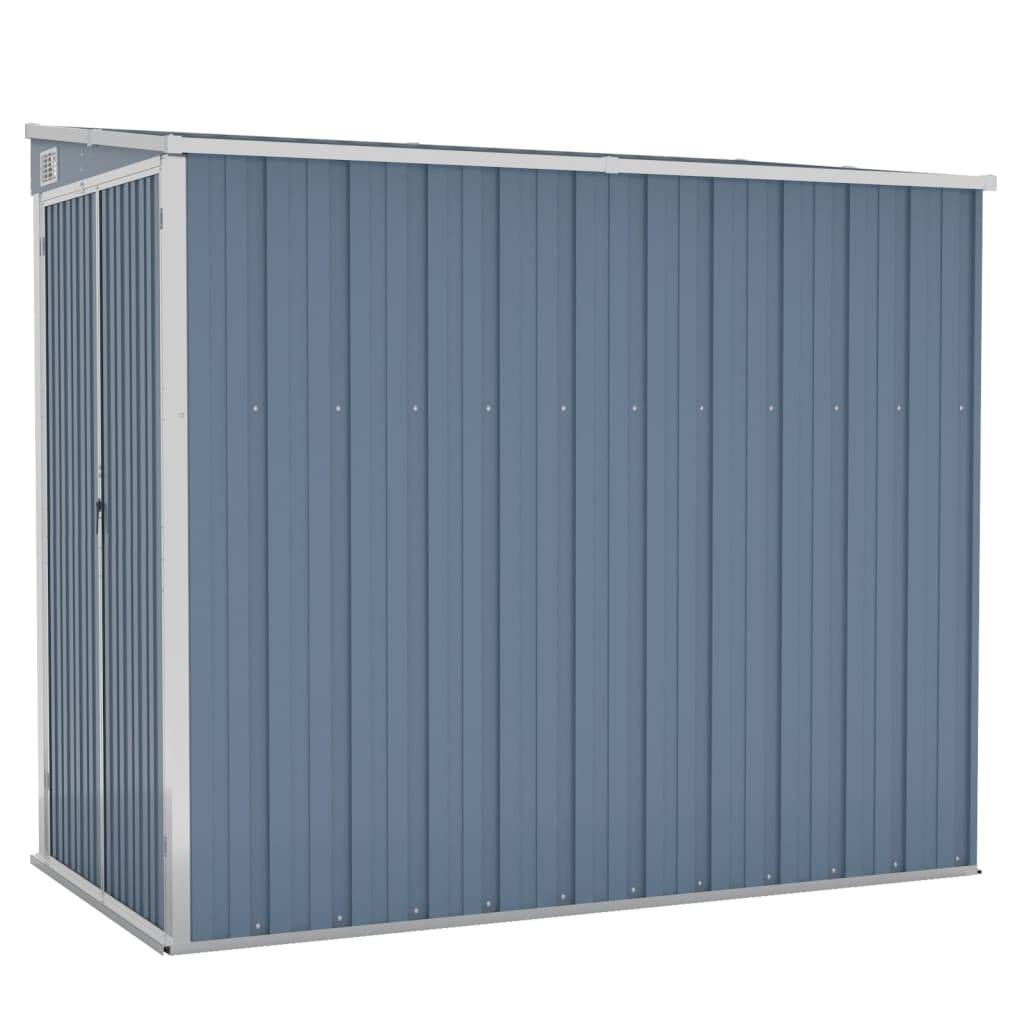 Helloshop26 - Abri de jardin cabane cabanon maison de stockage remise extérieur hangar outils robuste mural 118 x 194 x 178 cm acier galvanisé gris - Imagen 1