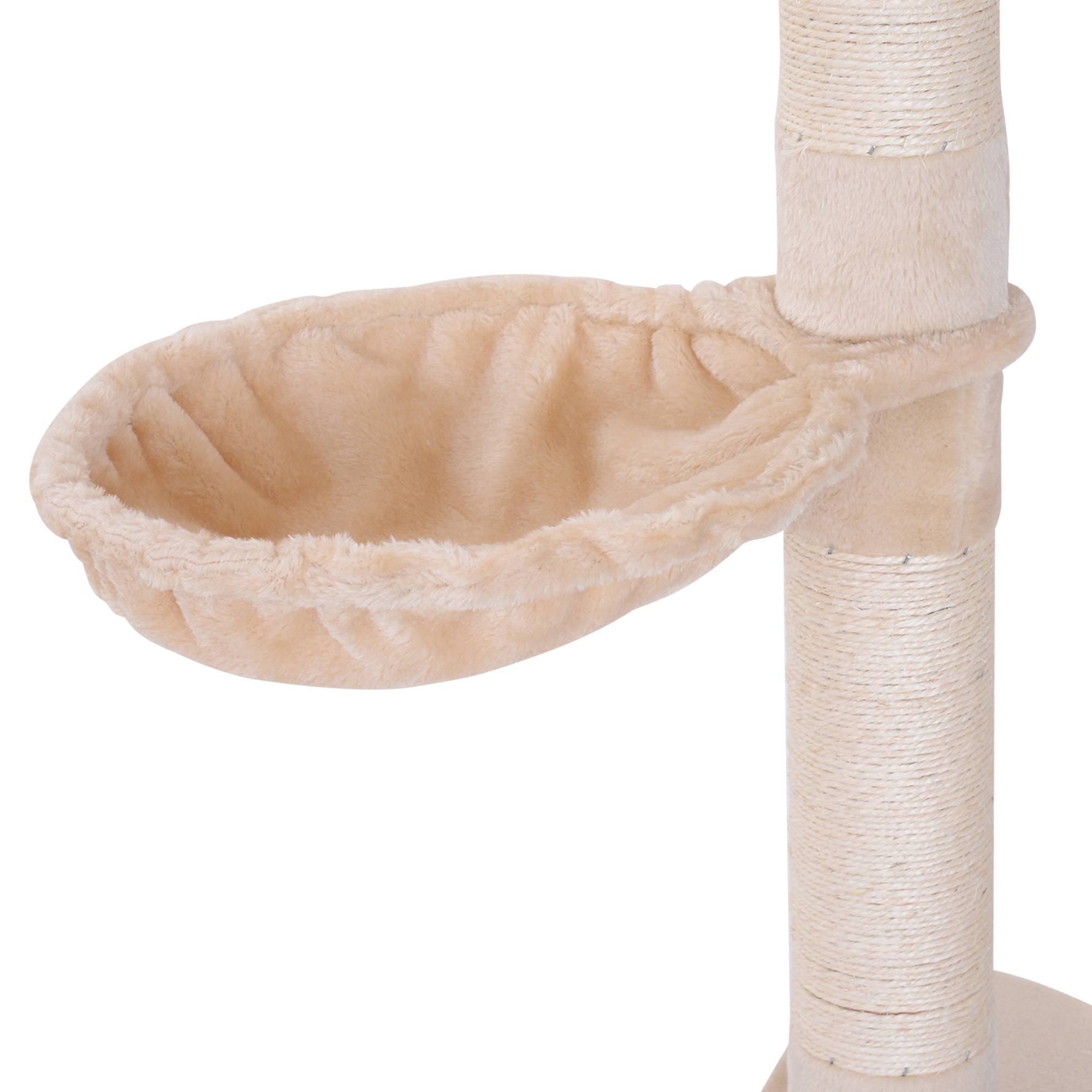 Arbre à chat de plafond, hauteur réglable de 230 à 260 cm, stable, beige. - Image 6