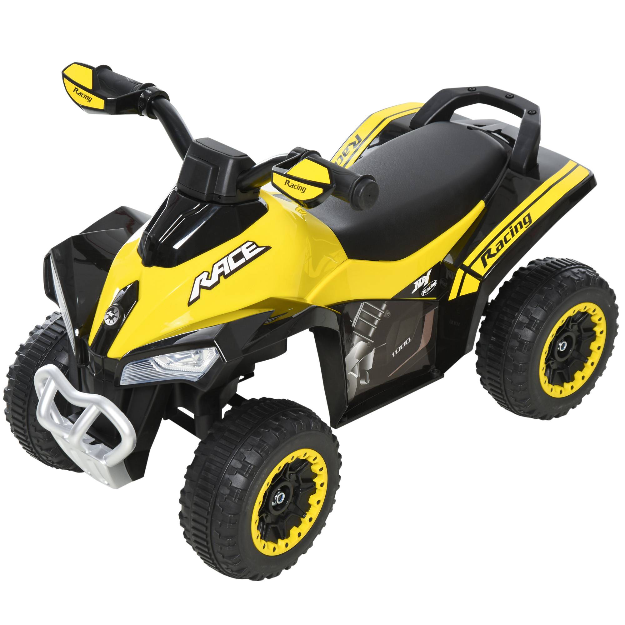 Porteur Enfants SANS Moteur Quad 18-36 Mois dim. 67L x 38l x 44H cm Effets Lumineux et sonores Jaune Noir PAS ÉLECTRIQUE - Image 1