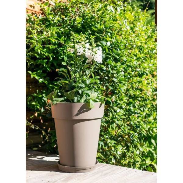 EDA Plastiques - Eda Vase Toscane Mi-haut - ø 44 X 53 Cm - 50 L - Taupe - Imagen 4