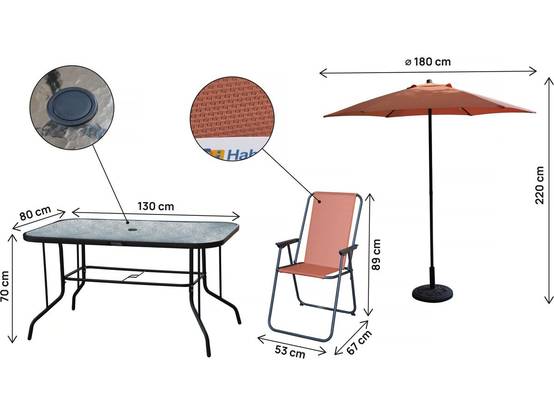 Table Et Chaises De Jardin Avec Parasol En Métal "convivia" - 6 Places - Terracotta -habitat Et Jardin - Image 3