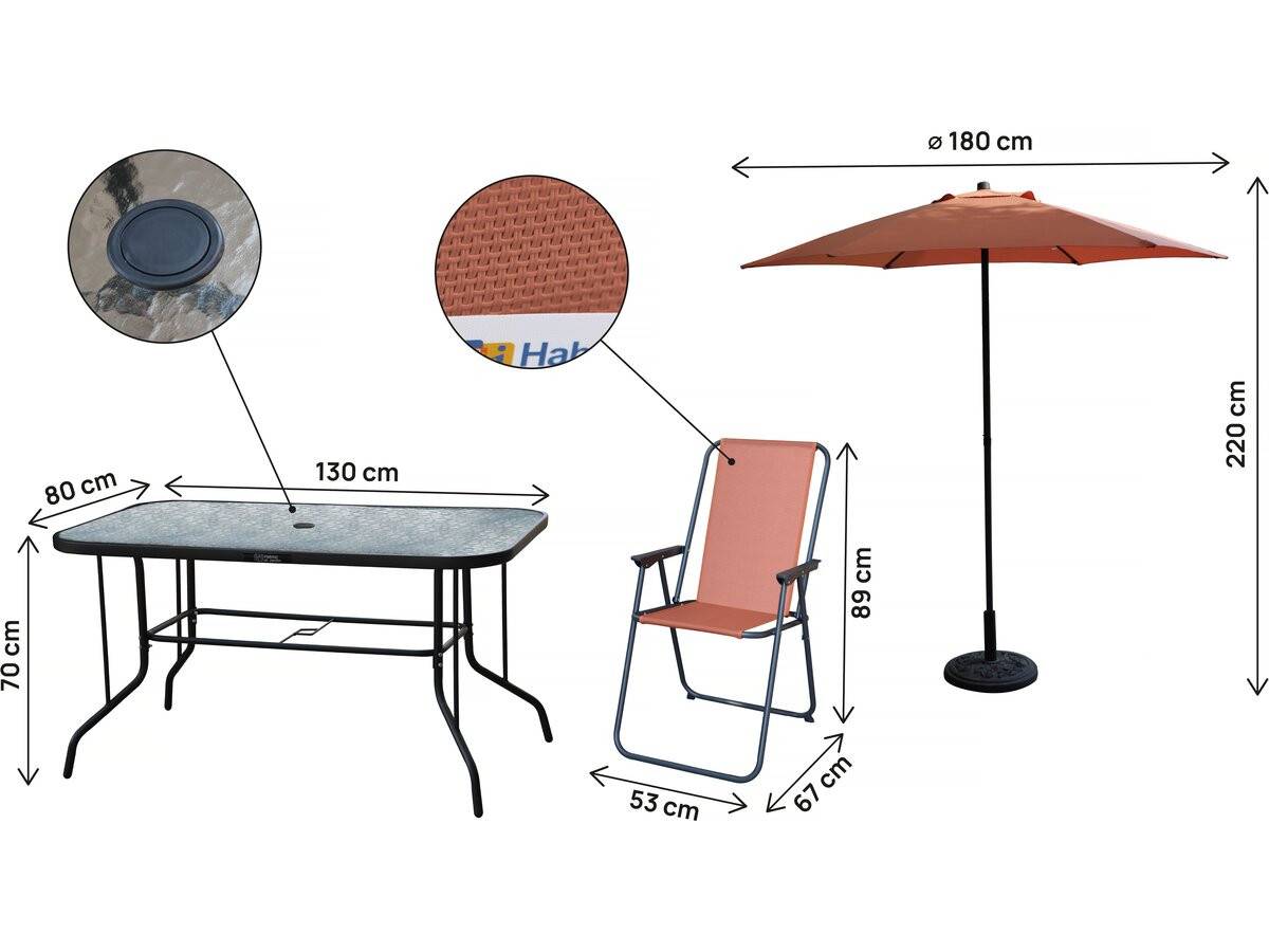 Table Et Chaises De Jardin Avec Parasol En Métal "convivia" - 6 Places - Terracotta -habitat Et Jardin - Image 3