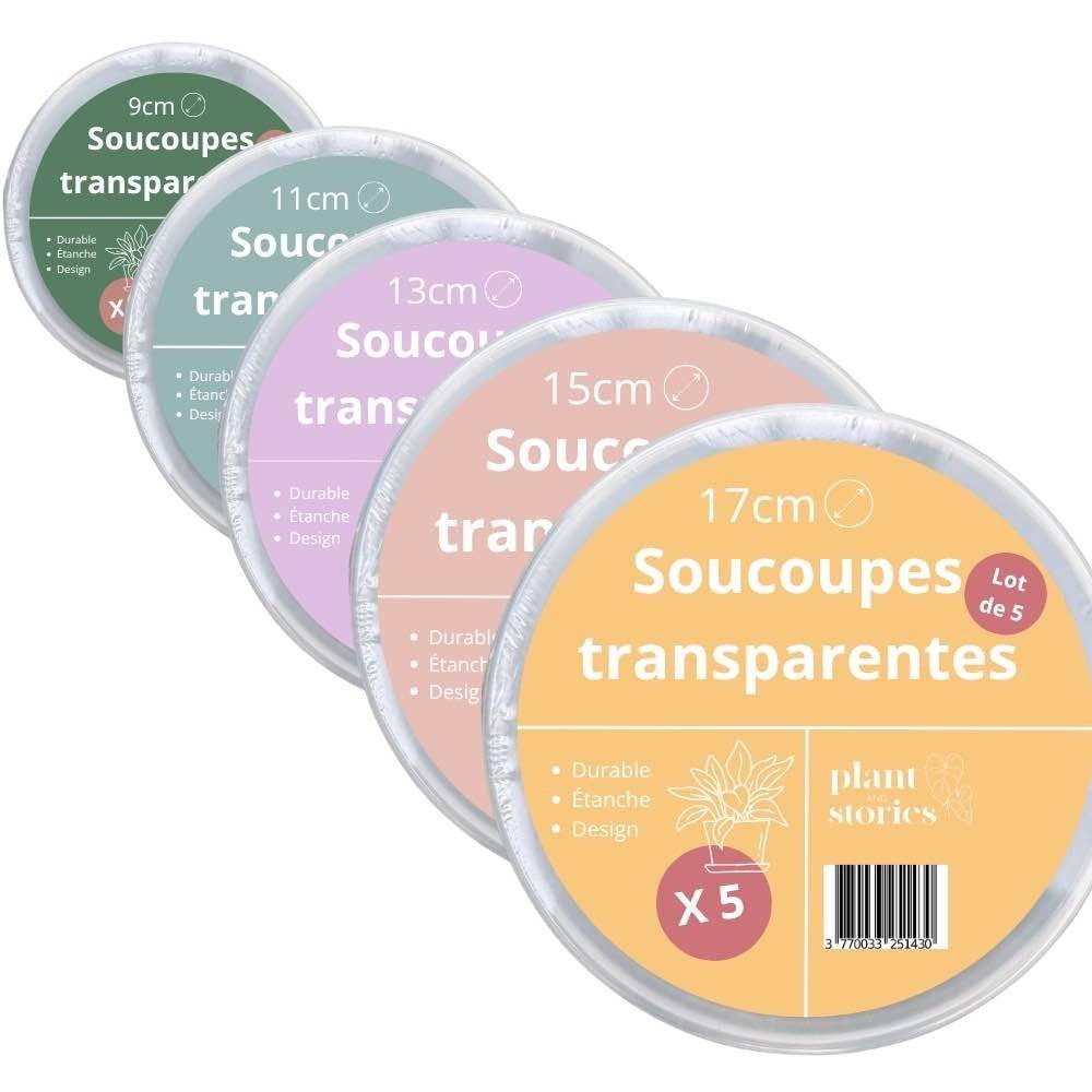 Soucoupes transparentes pour plantes - Soucoupes rigides - Coupelles pour plantes - X5 unités - Pot de 13cm - Image 9