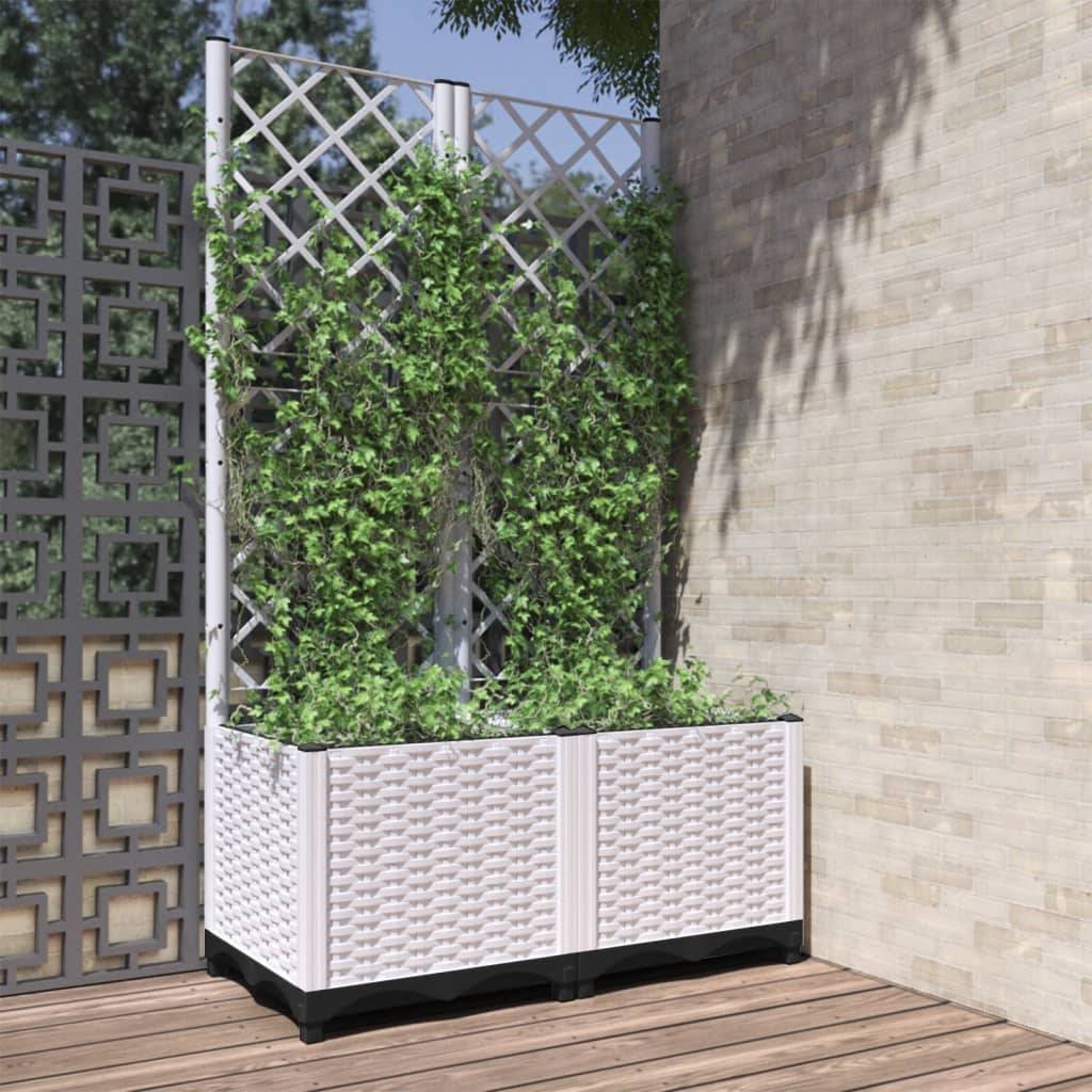 ComfortXL - Jardinière Haute avec Treillis en PP pour Jardin Terrasse Balcon Blanc 80cm – ComfortXL Outdoor Living - Image 1