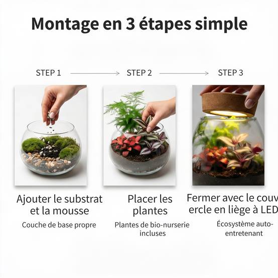 0 - Terrarium Grand - Ø25 cm - Écosystème - Verre - DIY - Image 7