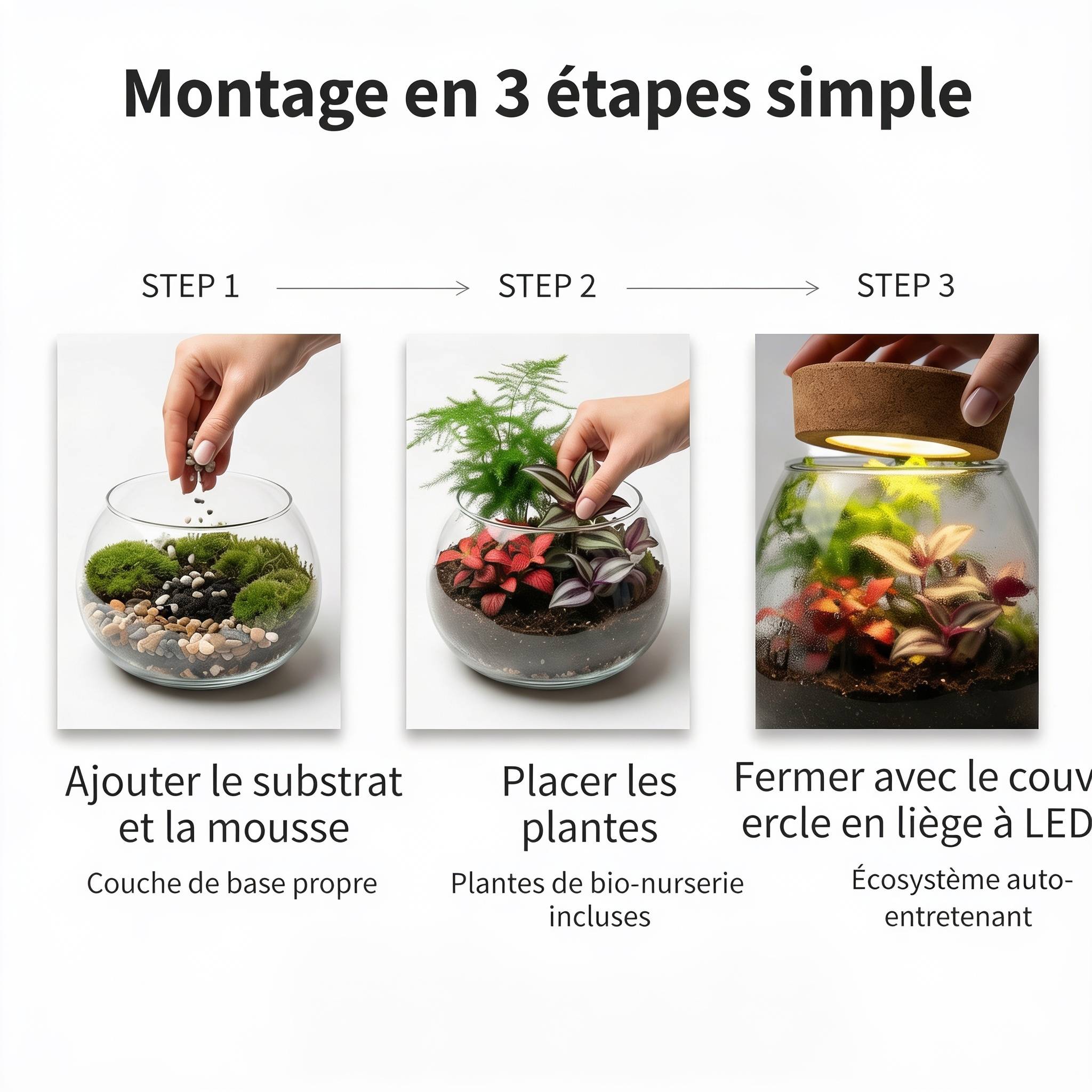 0 - Terrarium Grand - Ø25 cm - Écosystème - Verre - DIY - Image 7