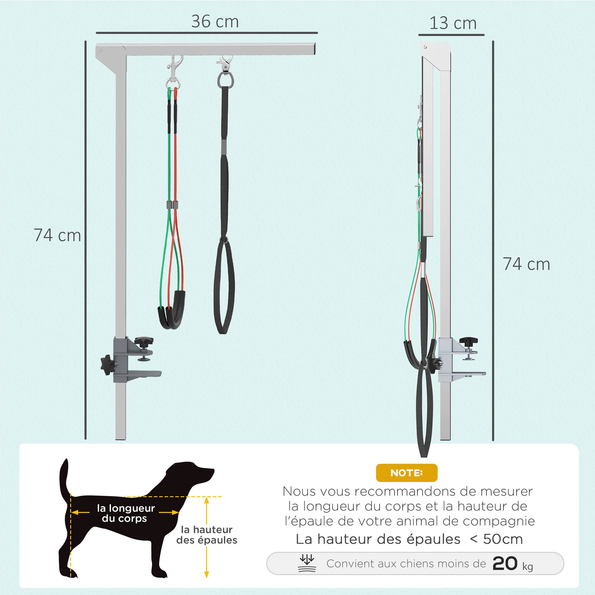 Sans Marque - Bras toilettage pliable inox collier serrage grands/petits chiens réglable 74cm,Sans Marque - Image 5
