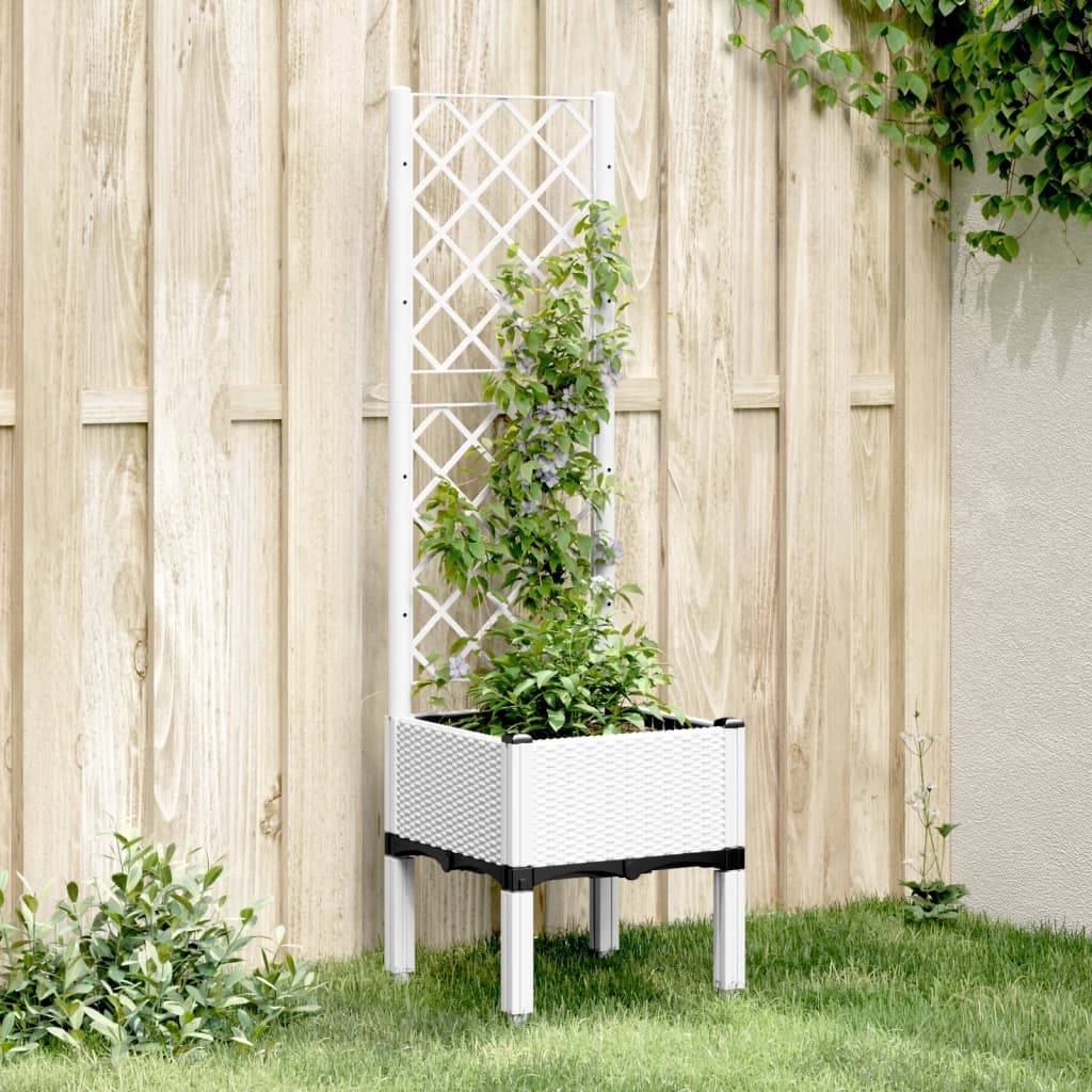 Jardinière avec Treillis PP Blanc 40 x 40 x 142 cm - PANGIVO - Image 1