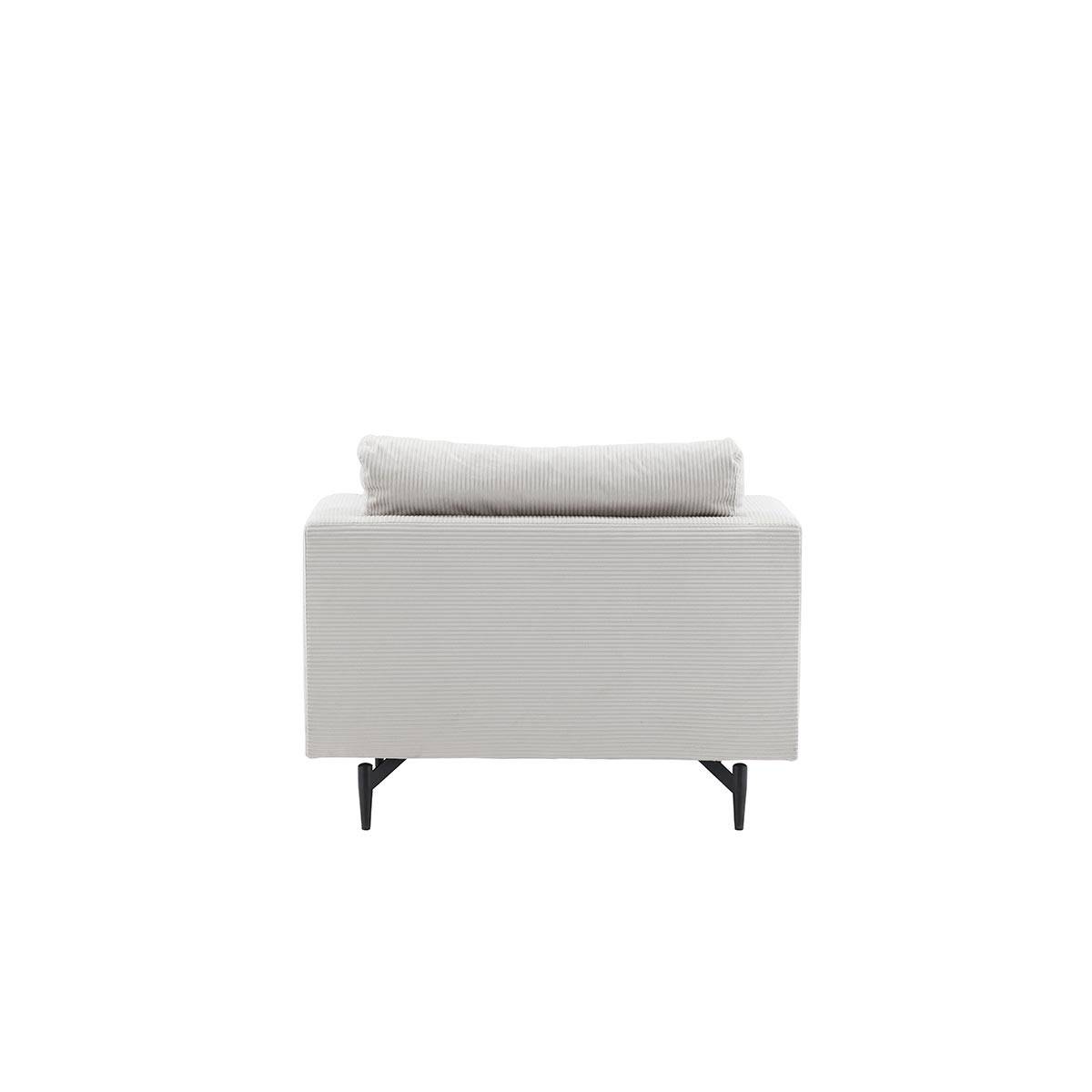 Paris Prix - Fauteuil en Velours Côtelé "Sofia" 104cm Beige - Image 6