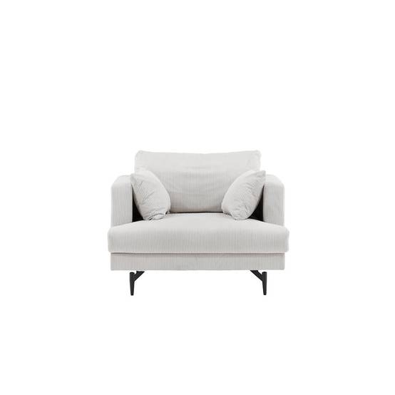 Paris Prix - Fauteuil en Velours Côtelé "Sofia" 104cm Beige - Image 3