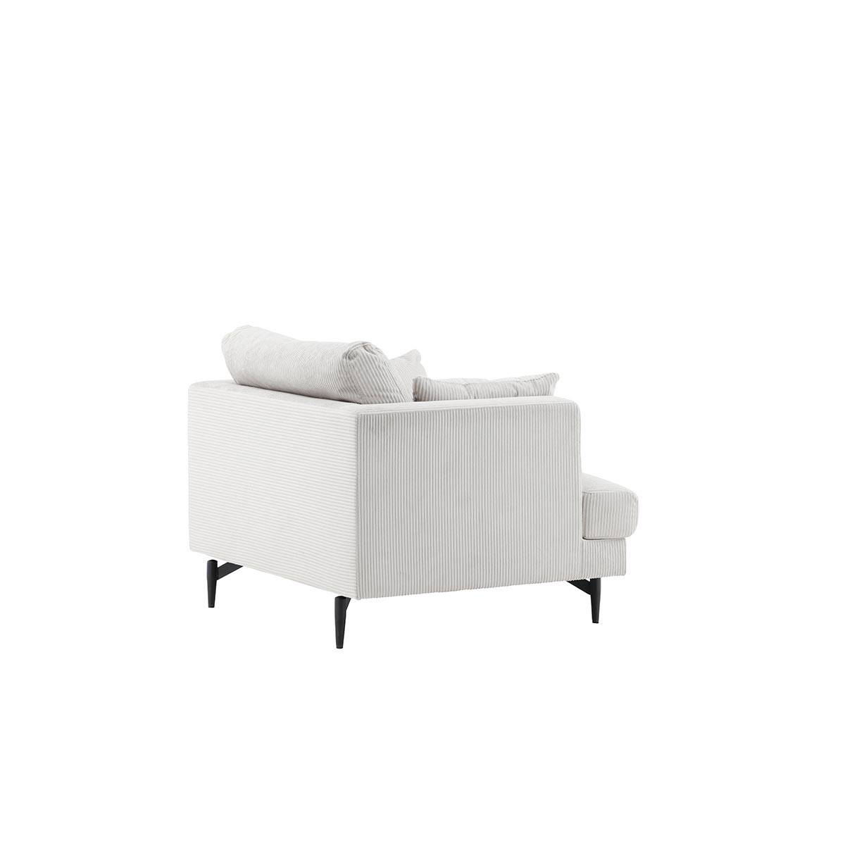 Paris Prix - Fauteuil en Velours Côtelé "Sofia" 104cm Beige - Image 5