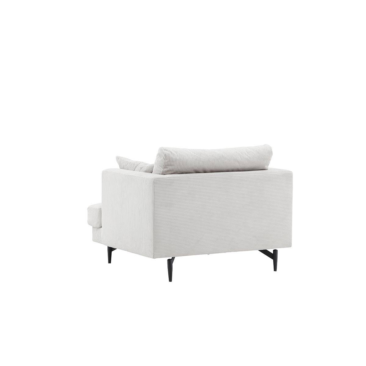 Paris Prix - Fauteuil en Velours Côtelé "Sofia" 104cm Beige - Image 4