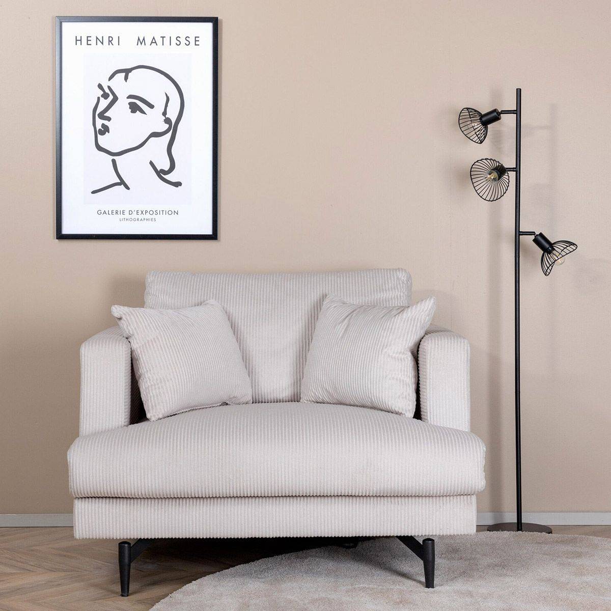 Paris Prix - Fauteuil en Velours Côtelé "Sofia" 104cm Beige - Image 7
