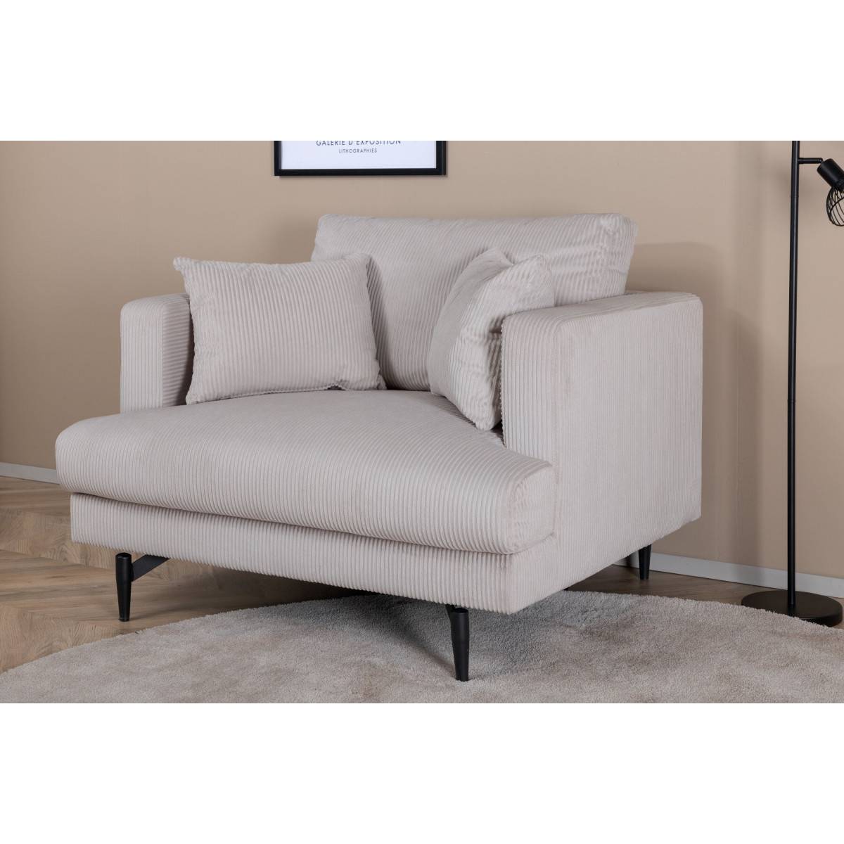 Paris Prix - Fauteuil en Velours Côtelé "Sofia" 104cm Beige - Image 8