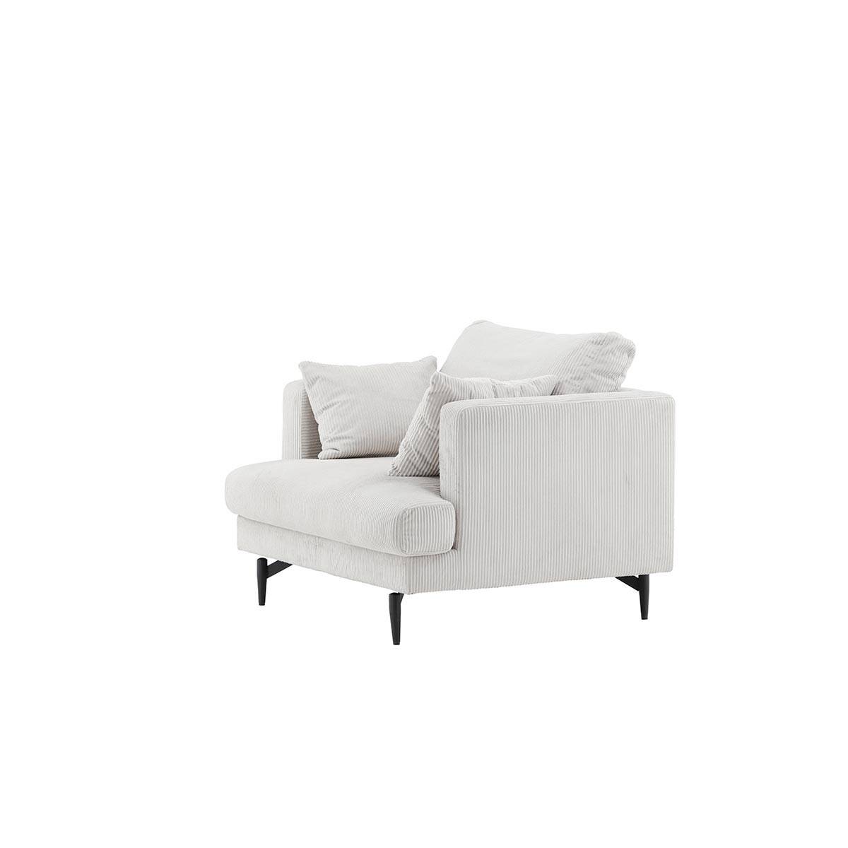Paris Prix - Fauteuil en Velours Côtelé "Sofia" 104cm Beige - Image 2