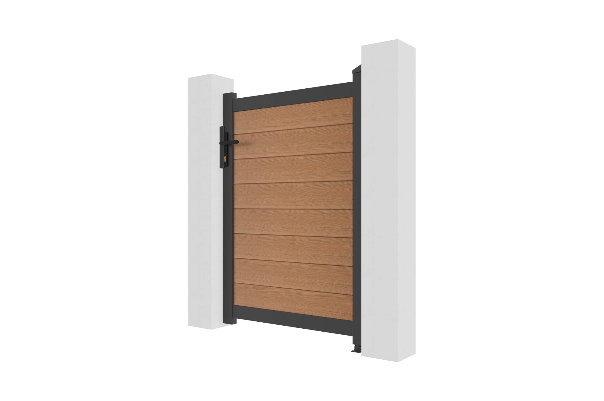 Casanoov Portillon bois composite 1m ATHOS H.140cm teck avec cadre aluminium + 2 poteaux EIFEL aluminium 10x10cm 140 x 300 cm Anthracite - Image 7