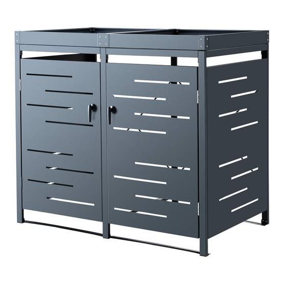 Cache poubelle extérieur Salchig acier galvanisé 122 x 132 x 80 cm en.casa - Image 3
