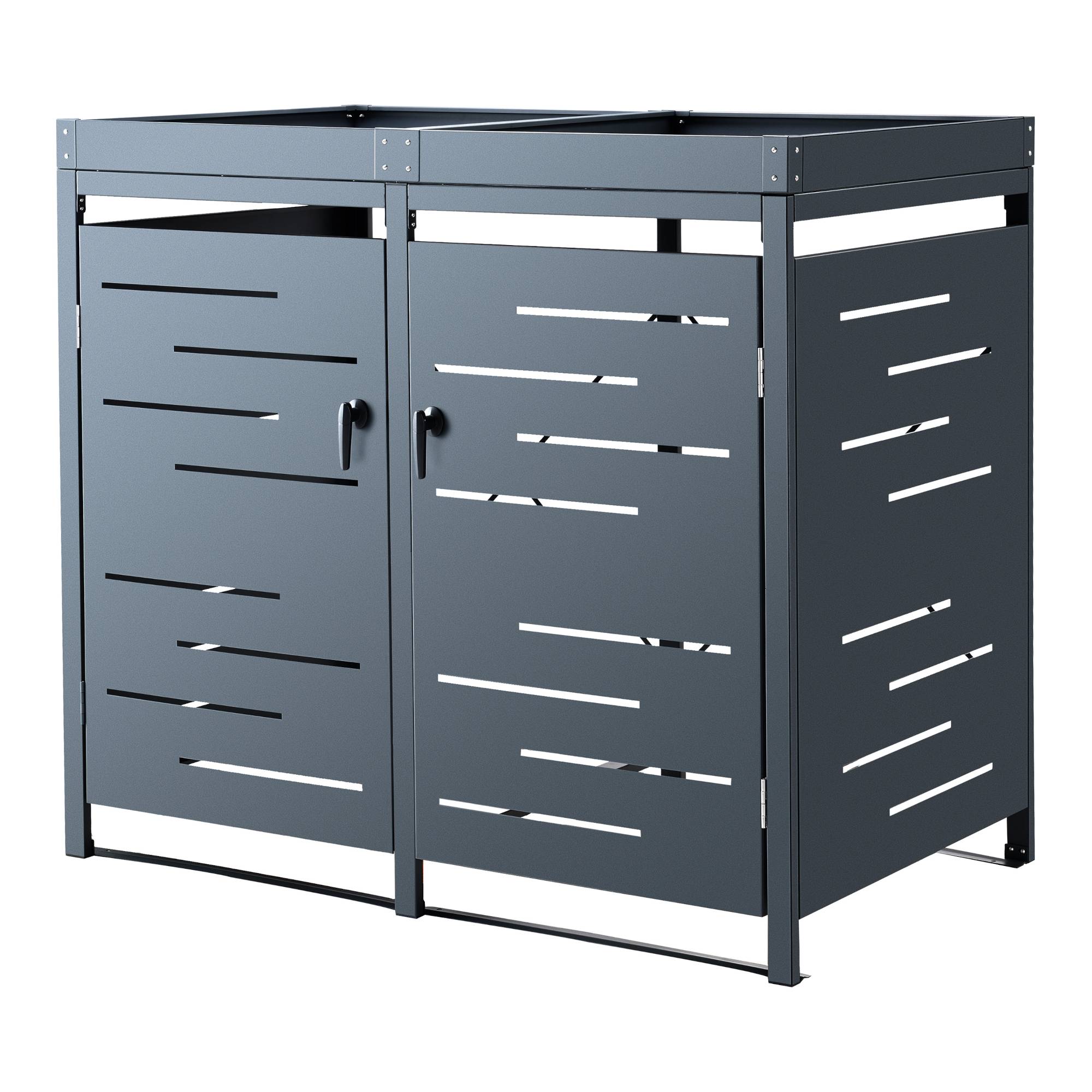 Cache poubelle extérieur Salchig acier galvanisé 122 x 132 x 80 cm en.casa - Image 3