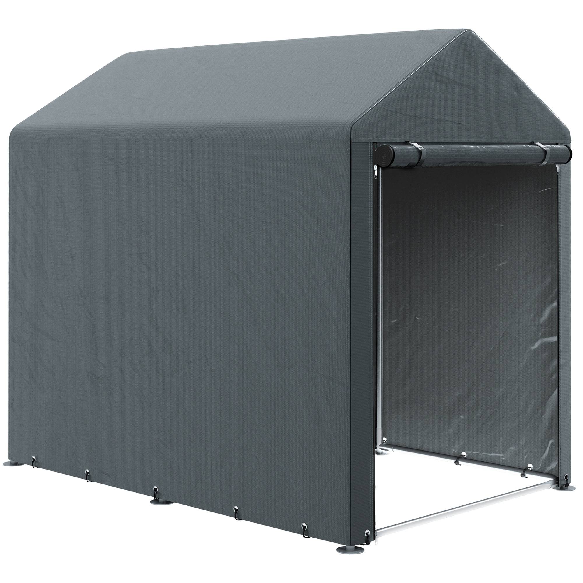 Tente pour vélo et moto 1,2 x 1,8 x 1,65 m, 2 pièces, porte zippée, imperméable, résistante aux UV, gris foncé - Image 1