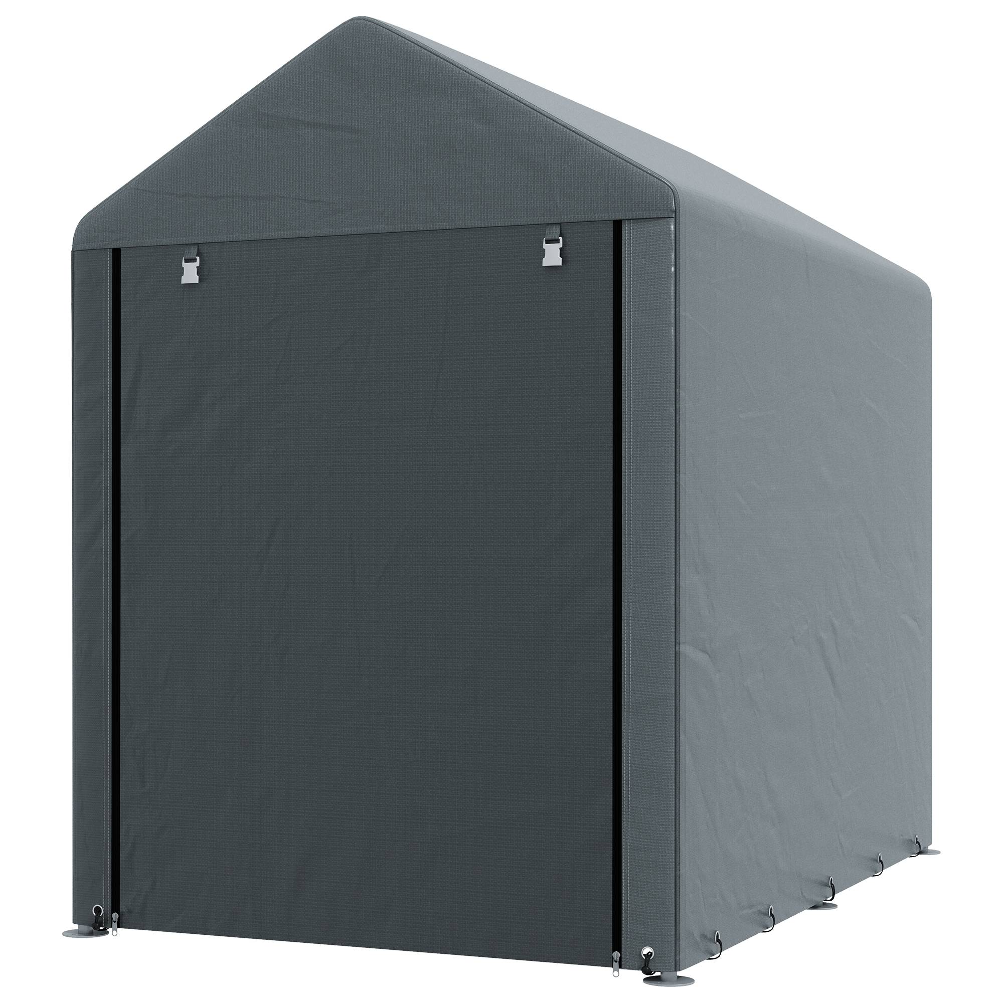 Tente pour vélo et moto 1,2 x 1,8 x 1,65 m, 2 pièces, porte zippée, imperméable, résistante aux UV, gris foncé - Image 2