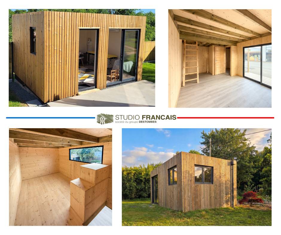 Studio de jardin RE2020 en bois 5,5 x 3,5 x 2,7 m / isolation RE2020 avec mezzanine et terrasse / menuiseries alu k-line - Image 7