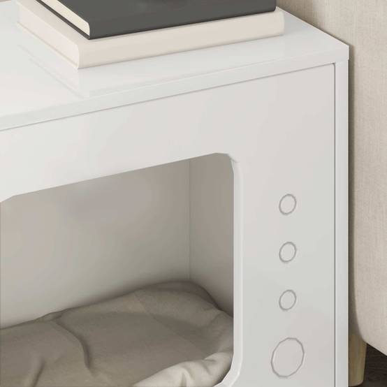 Maison Chat Laquée Bois Brillant Repos Blanc 51cm pour Chat Lumineux - ComfortXL Outdoor Living - Image 4
