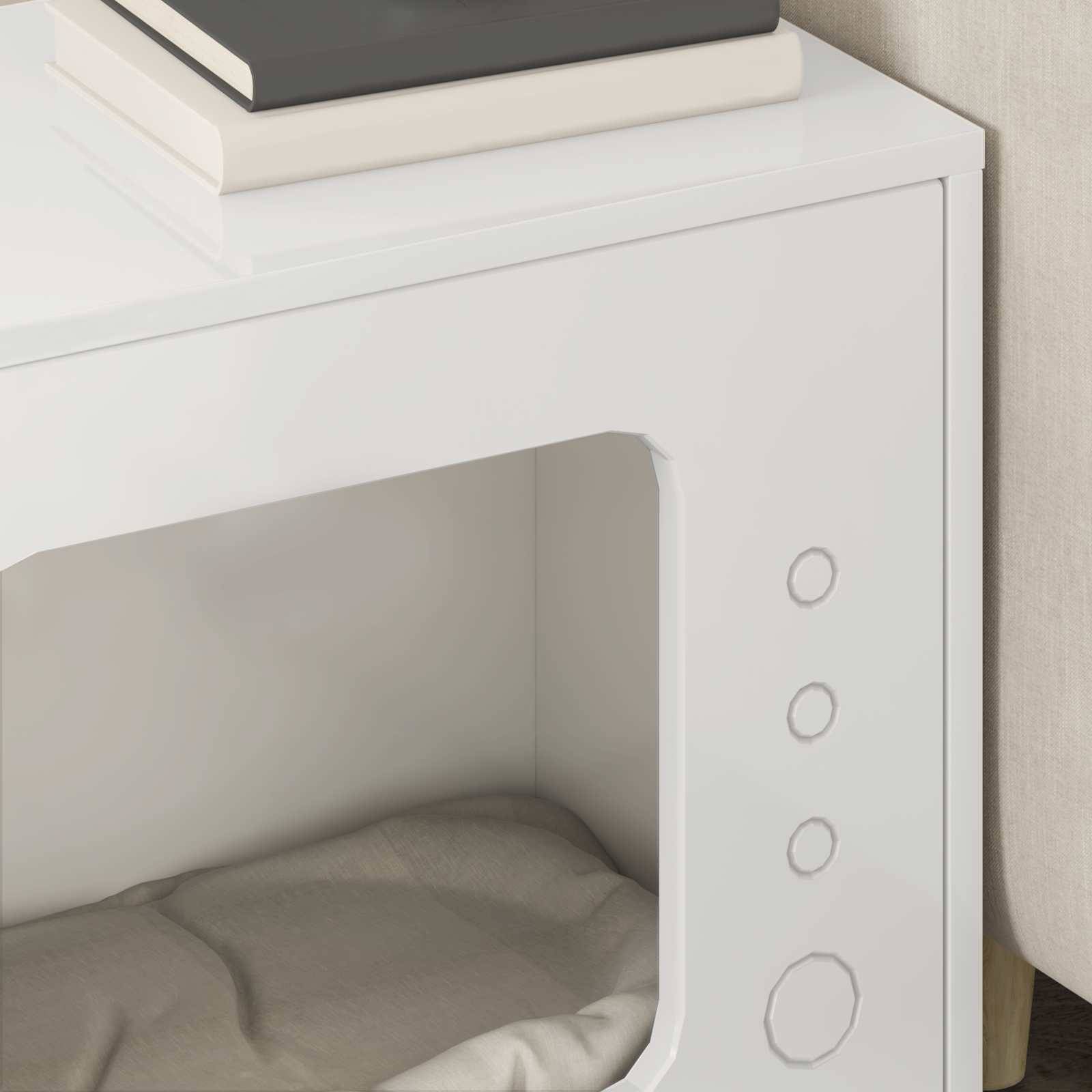 Maison Chat Laquée Bois Brillant Repos Blanc 51cm pour Chat Lumineux - ComfortXL Outdoor Living - Image 4
