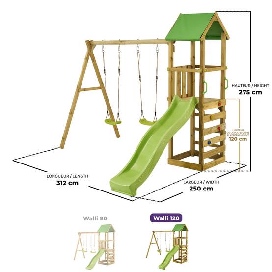 Kangui - Aire de jeux bois enfant : plateforme 120 cm avec toboggan WALLI Kangui - Image 3