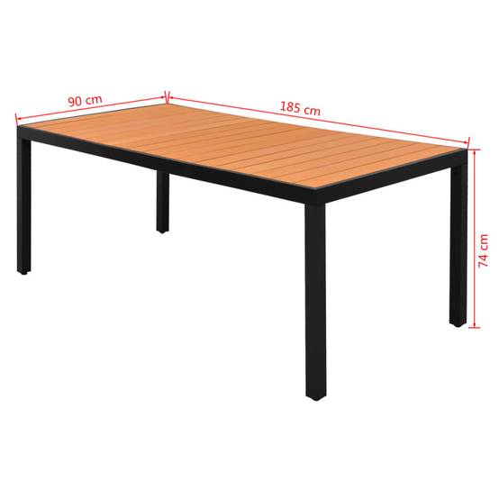Table de jardin Aluminium et WPC Marron 185 x 90 x 74 cm - PANGIVO - Image 3