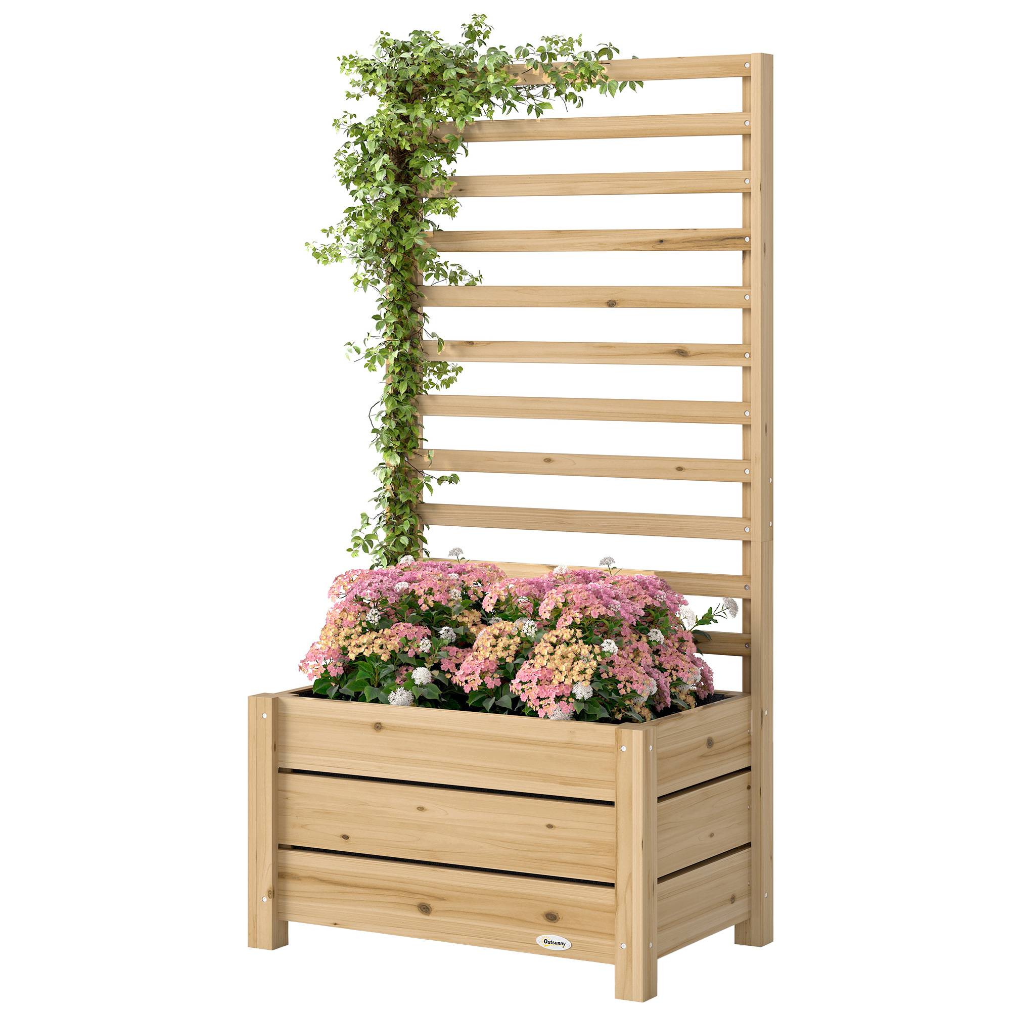 Jardinière avec treilli bois naturel 60 x 39 x 120 cm - PANGIVO - Image 2