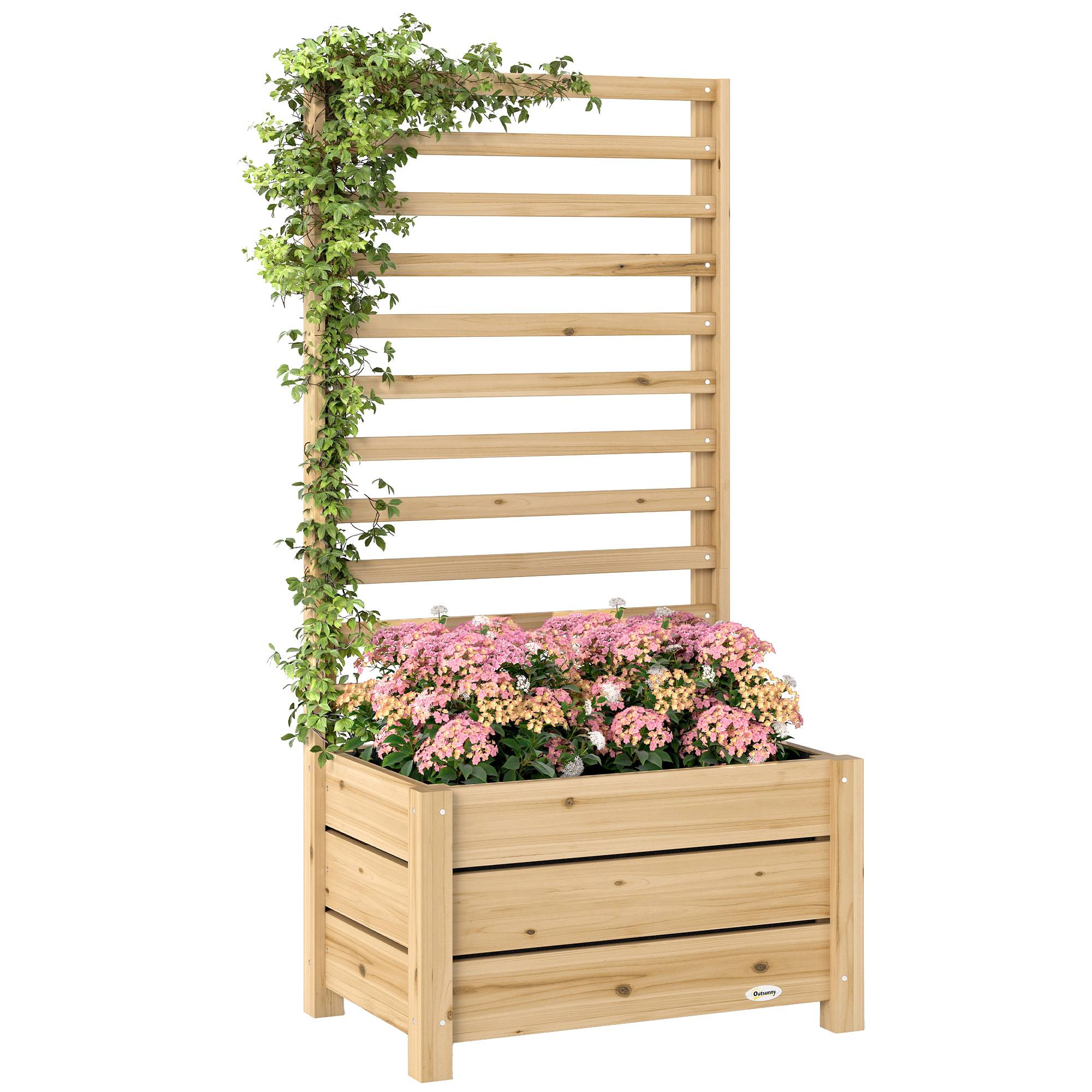 Jardinière avec treilli bois naturel 60 x 39 x 120 cm - PANGIVO - Image 1