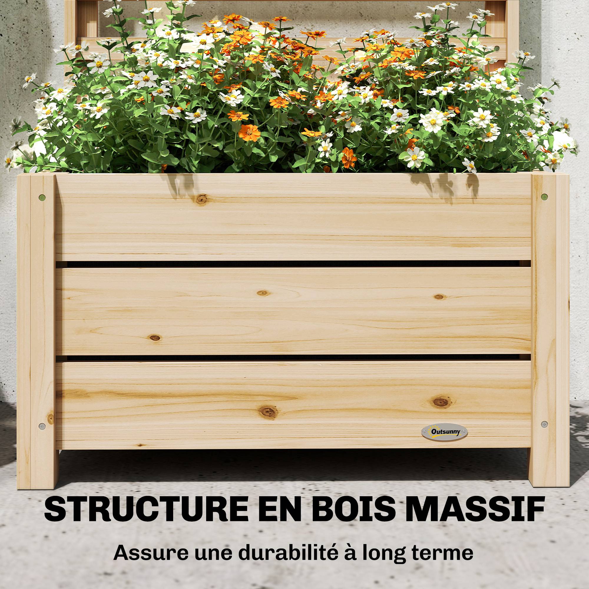 Jardinière avec treilli bois naturel 60 x 39 x 120 cm - PANGIVO - Image 10