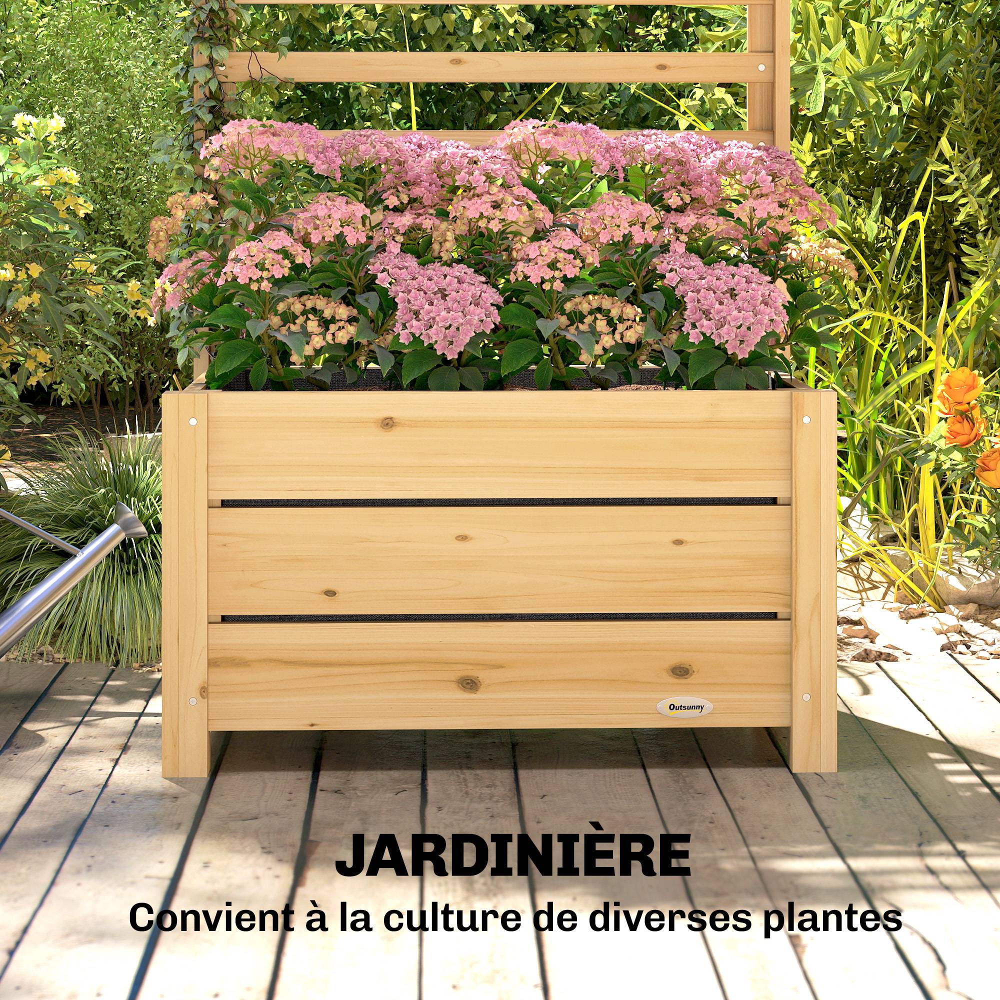 Jardinière avec treilli bois naturel 60 x 39 x 120 cm - PANGIVO - Image 7