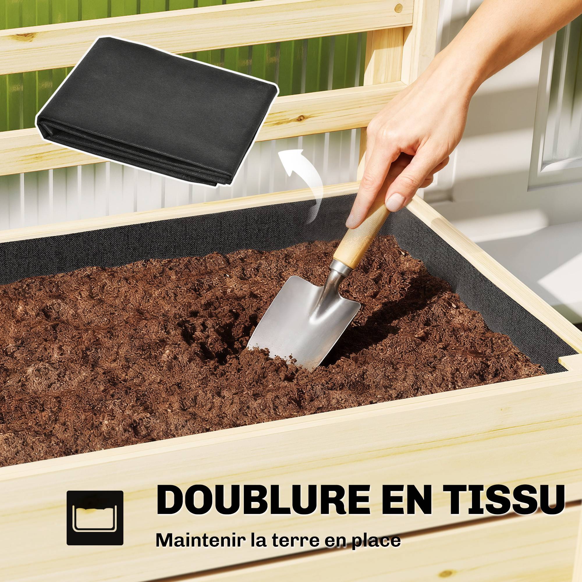 Jardinière avec treilli bois naturel 60 x 39 x 120 cm - PANGIVO - Image 9