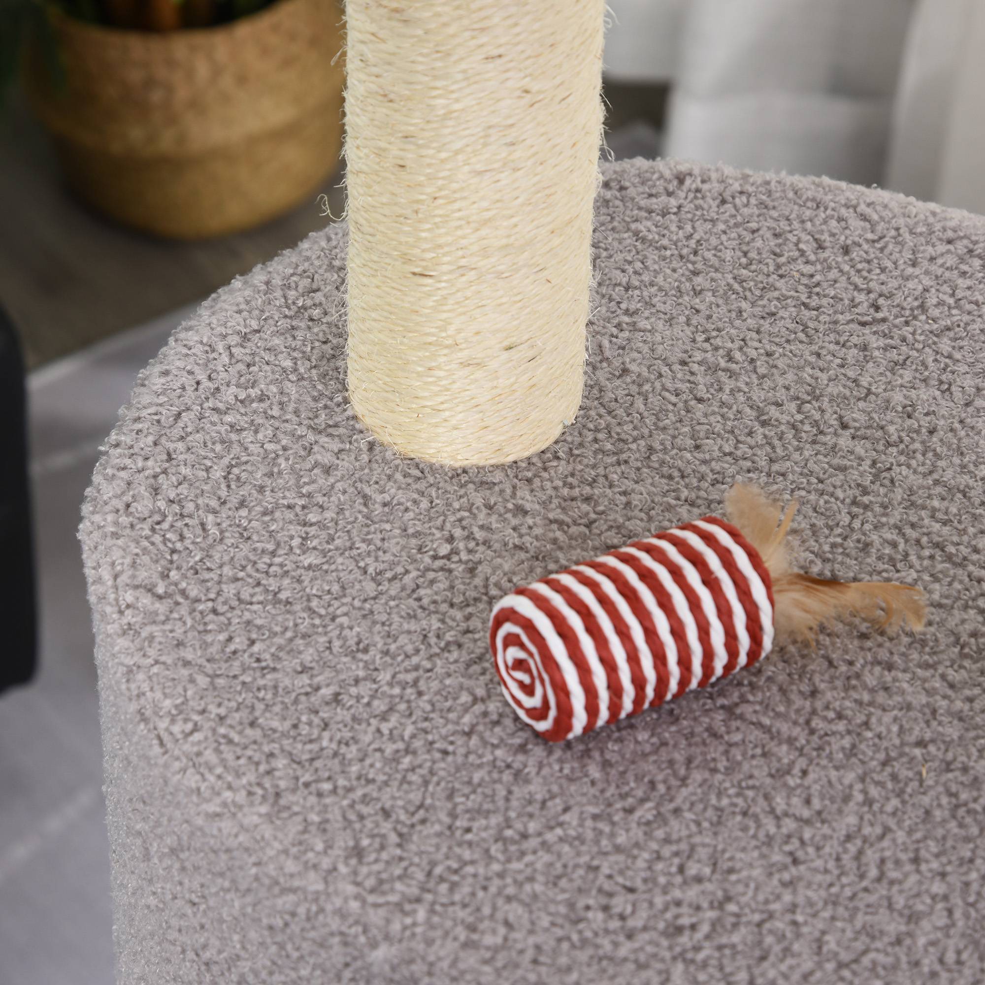 Pawhut - PawHut Arbre à Chats avec Griffoir Niche Poteaux Peluche Haute Densité 45L x 40L x 148H cm Gris - Imagen 9