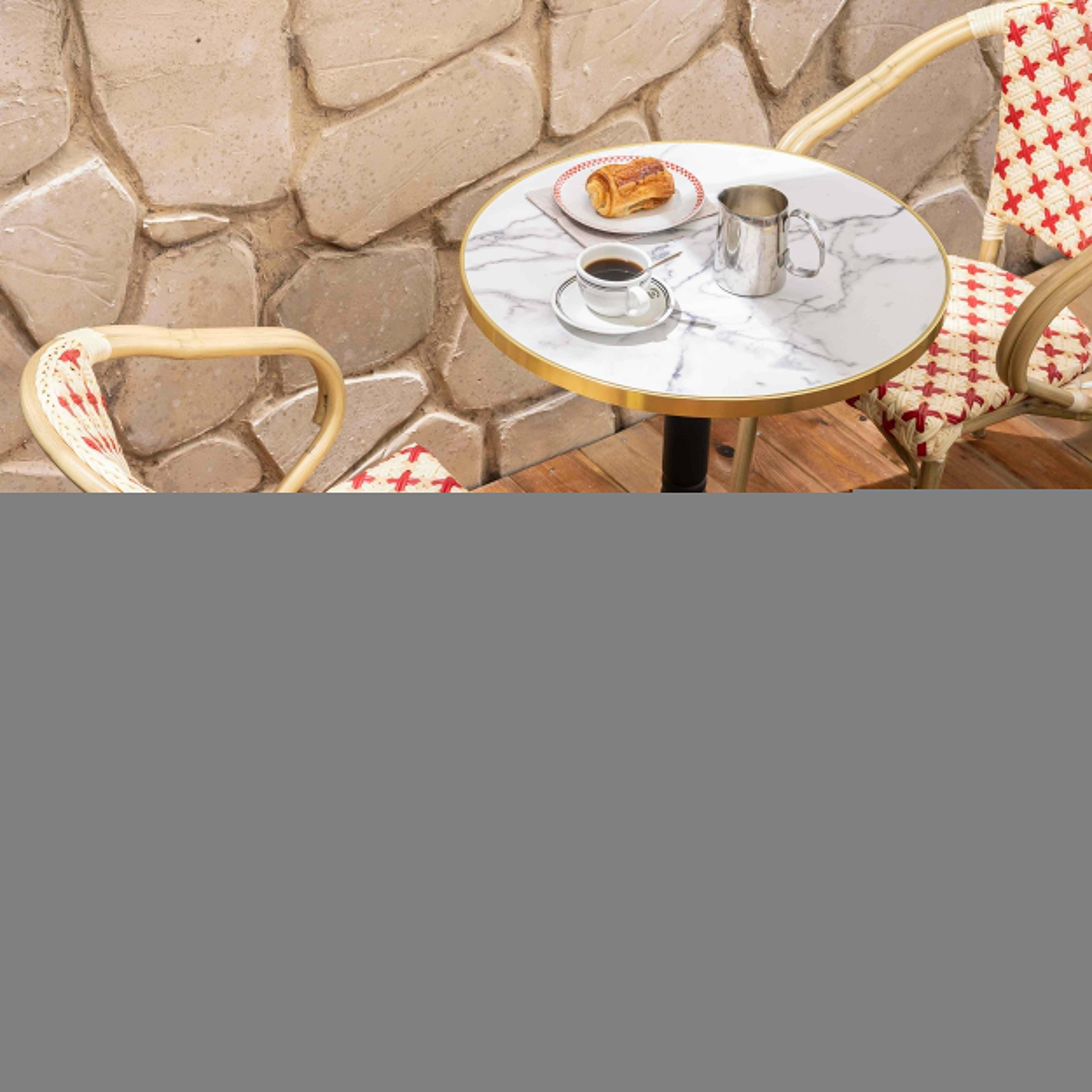 Oviala - Fauteuil de terrasse bistrot parisien en aluminium et rotin rouge Madeleine - Oviala - Imagen 4