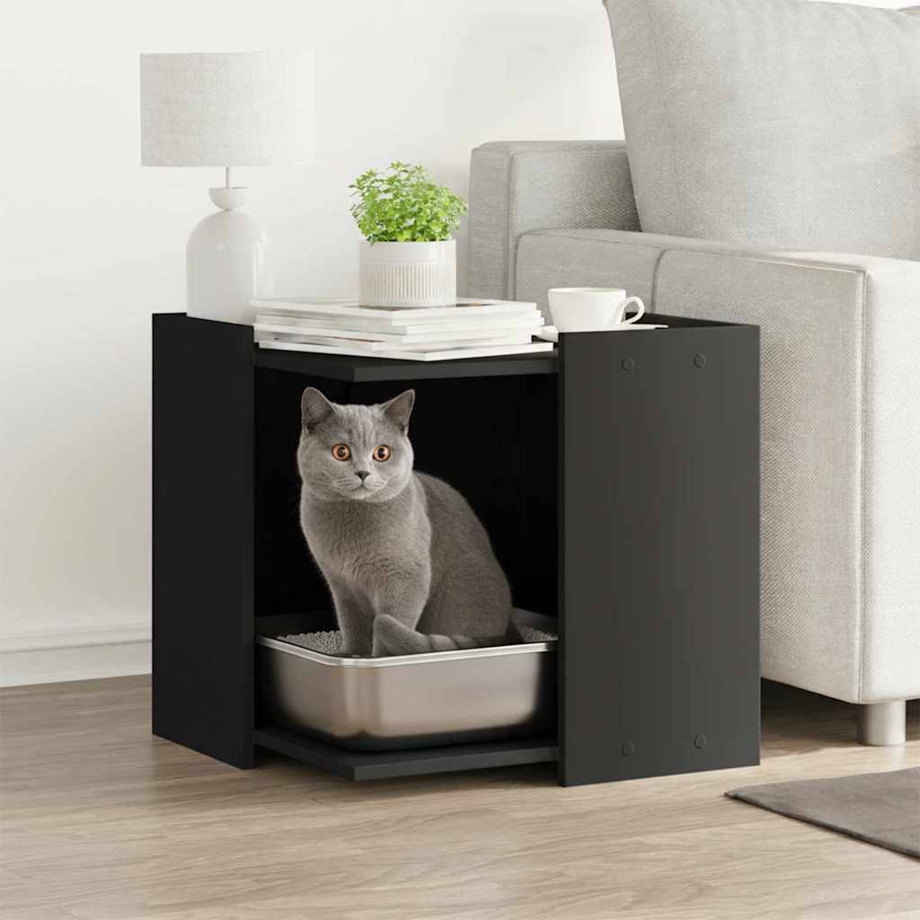 Vidaxl - Meuble de bac à litière pour chat noir bois d'ingénierie vidaXL 857752 - Image 1